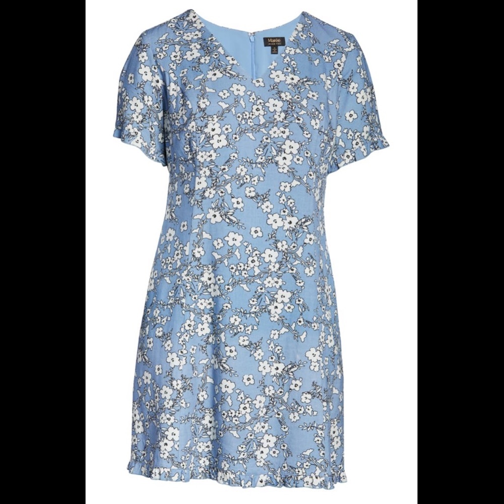 Marée Pour Toi baby blue floral midi dress - NWT